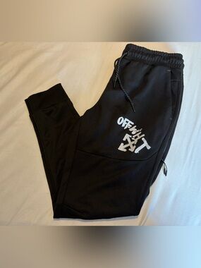 Off-White Black Joggers with White graffiti Logo